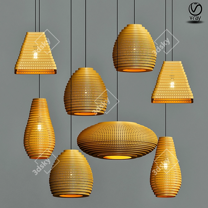 Elegance Wood Pendant Lamp 3D model image 1