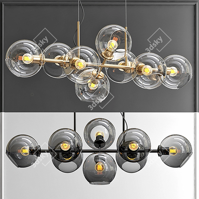 Staggered Glass Chandelier - Modern Elegance 3D model image 1