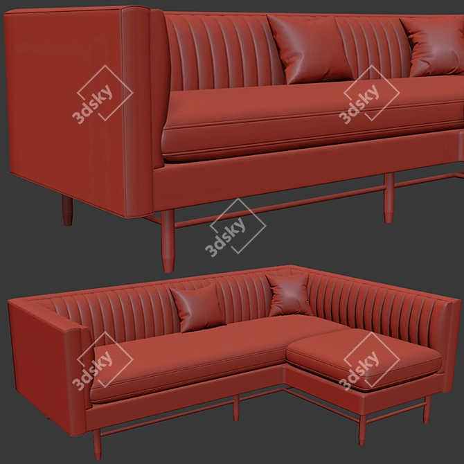 Curvy Lounge Chaise: Chelsea Elegance 3D model image 3