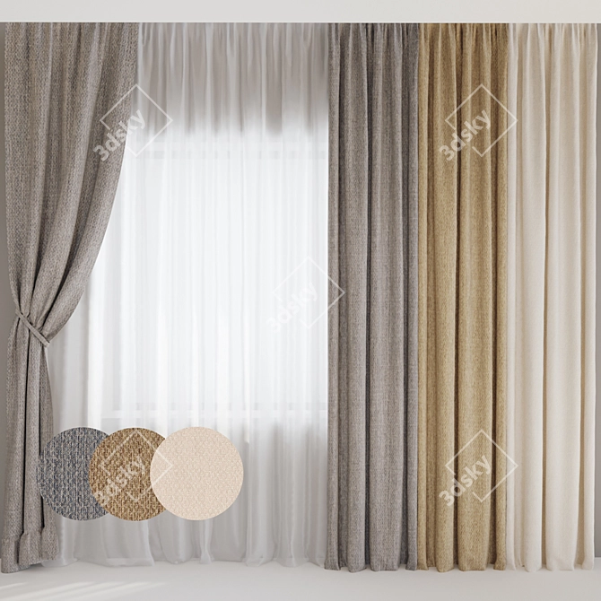 Versatile Mid-Poly Curtains 3D model image 1
