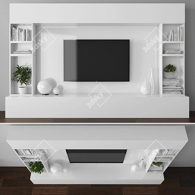 Sleek Modern TV Stand Set 3D model image 1