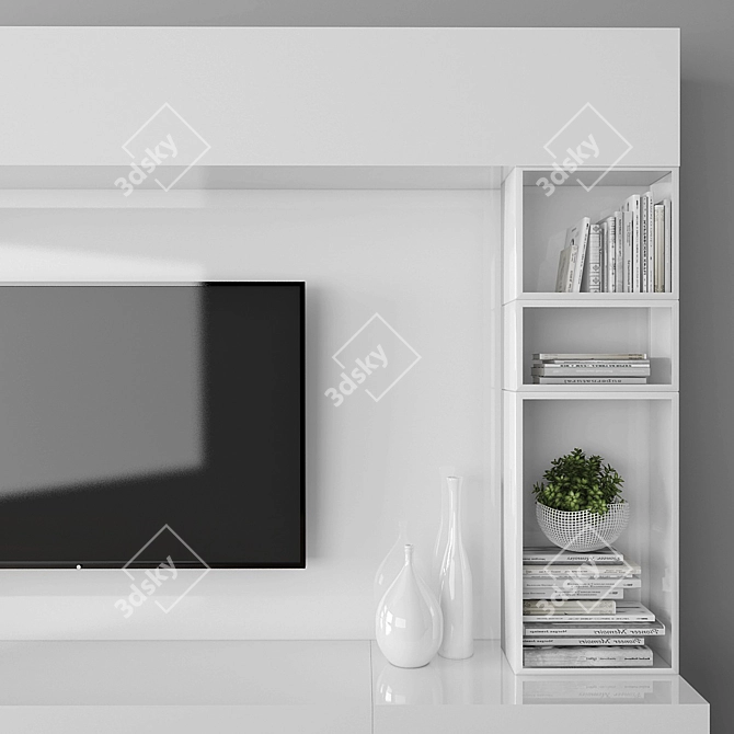 Sleek Modern TV Stand Set 3D model image 2