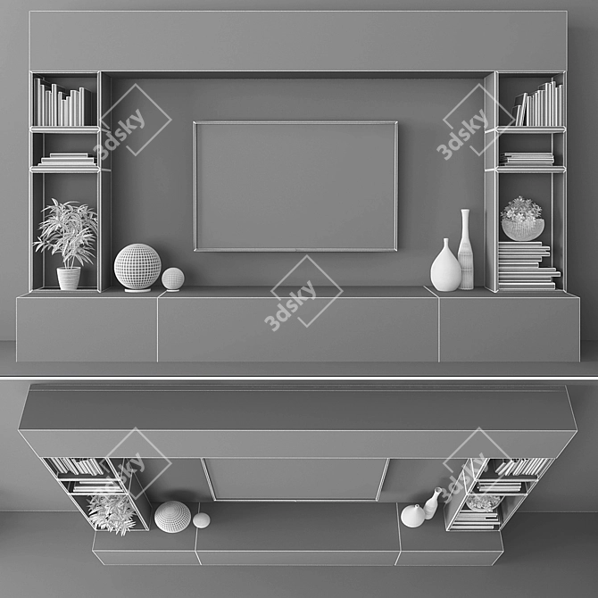 Sleek Modern TV Stand Set 3D model image 3