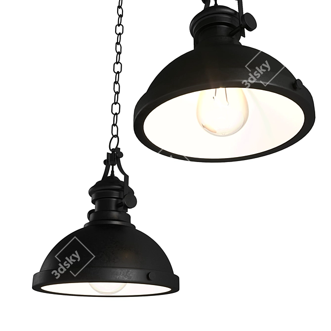 Vintage Loft Pendant Light 3D model image 2