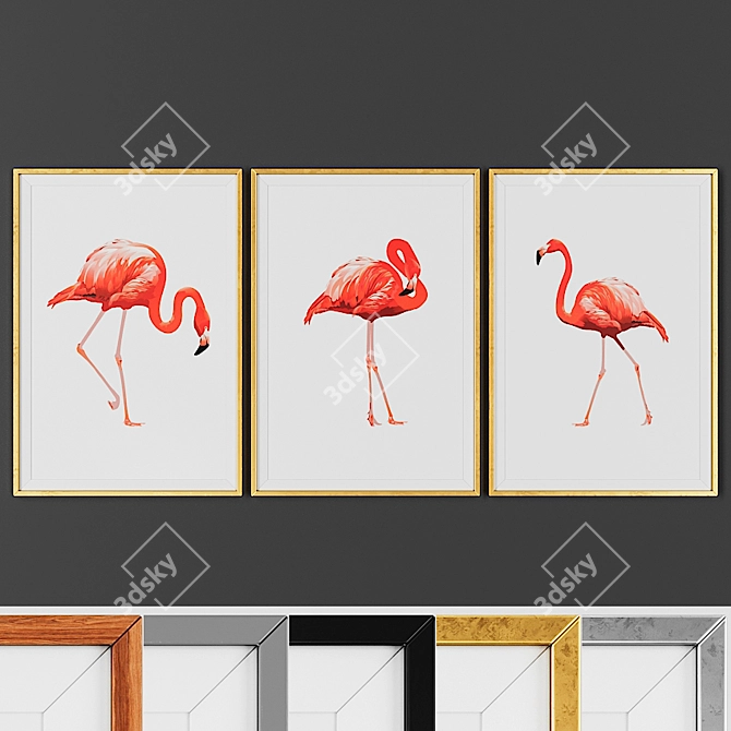 Versatile Picture Frame Collection: Set of 3 in Multiple Finishes 3D model image 1