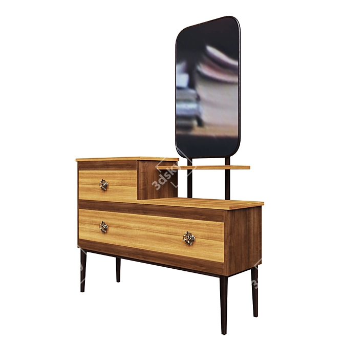 Retro Wooden Vanity Dresser 3D model image 1