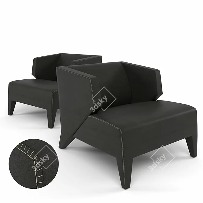 Sleek Gray Armchair: Silhouette 3D model image 1