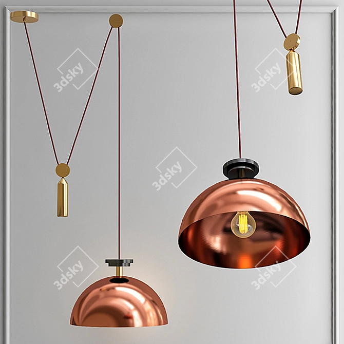 Copper Hemisphere Pendant: Shape Up 3D model image 1