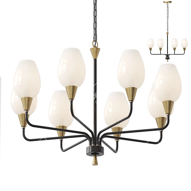 Elegant Glass Pendant Lamp 3D model image 1