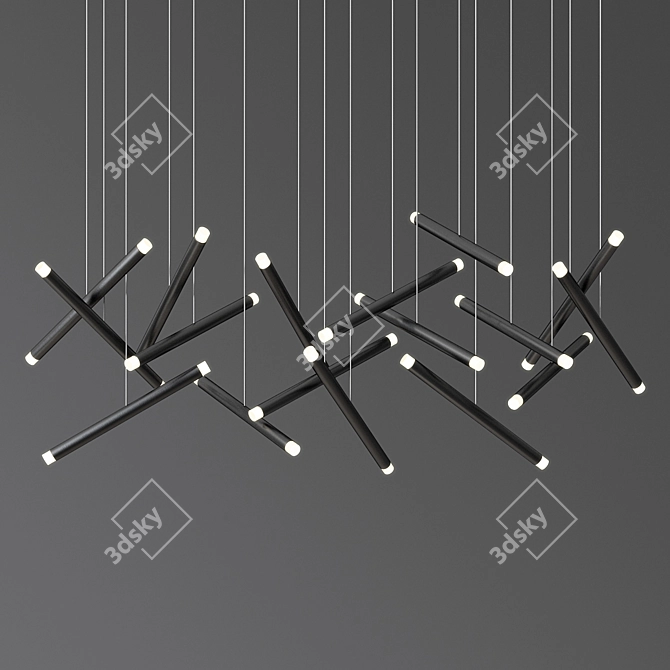 Sleek LED Chandelier: Striking Illumination 3D model image 3