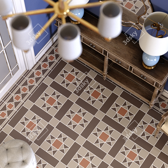 Elegant Victorian Tile Set - Topcer 3D model image 2