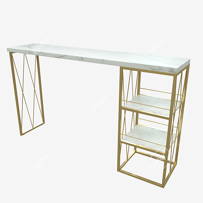 Elegant Console with Designer Chairs 3D model image 2