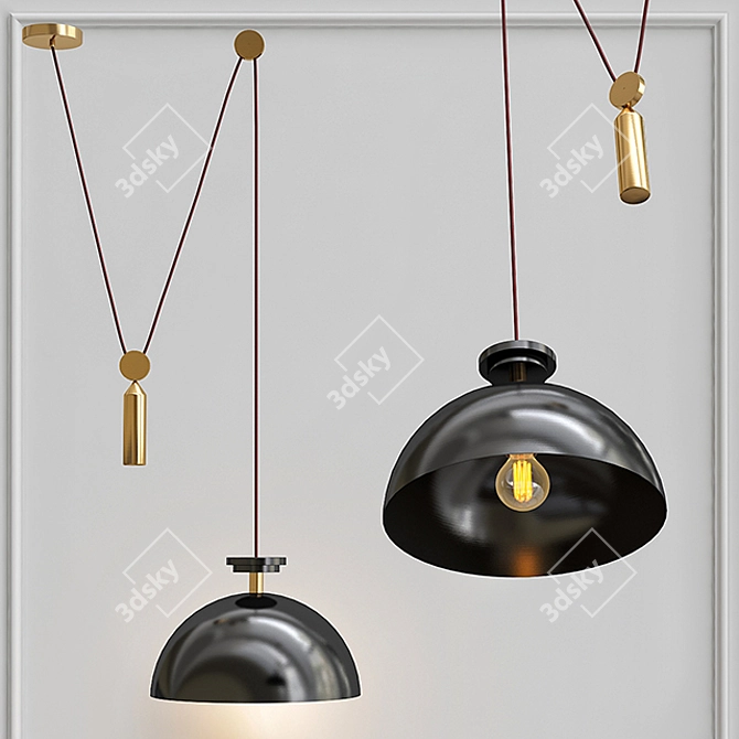 Hemisphere Black Pendant: Modern Loft Decor 3D model image 1