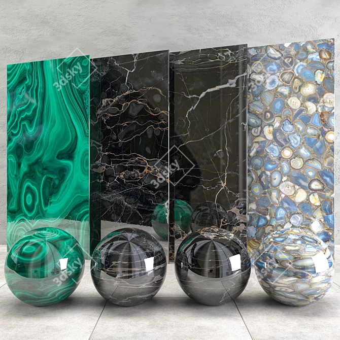 Luxury Marble Set: 4 Textures, 500x1000 Pixel 3D model image 1
