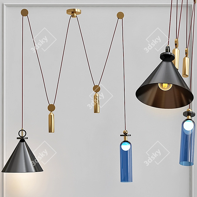 Shape Up Double Pendant Black - Sleek Loft Concept Design 3D model image 1