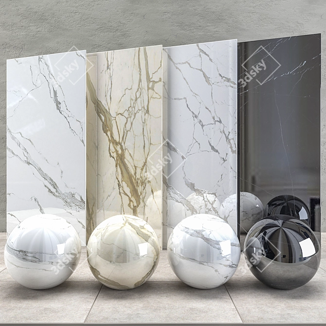 Marble Set: 4 Textures, 4 Sizes 3D model image 1