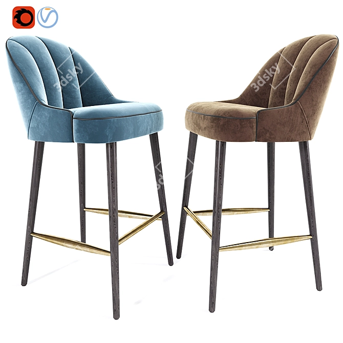 Modern Margot Bar Stool Set 3D model image 1