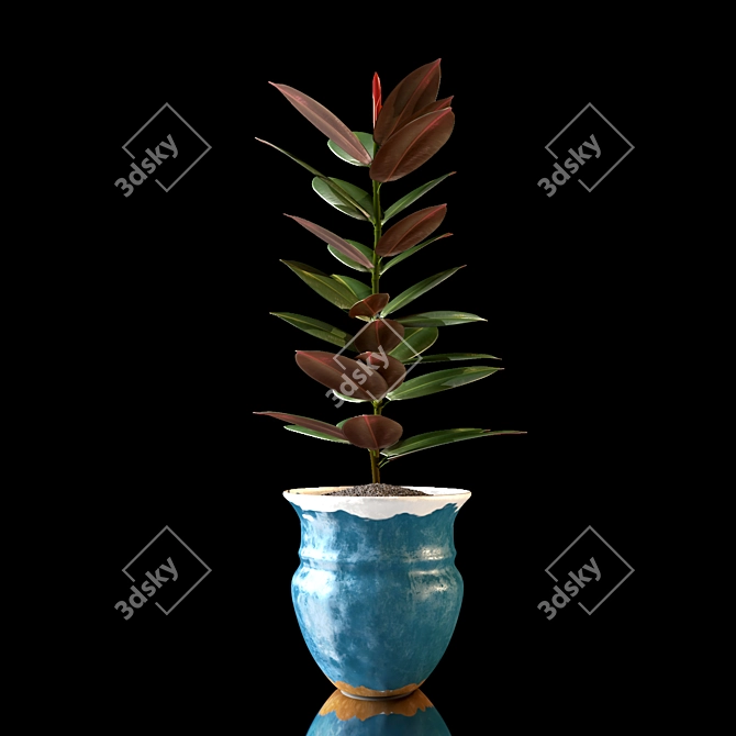 Rustic Ficus Plant in Iron Vase 3D model image 2