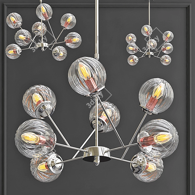 Proto Chandelier: Modern Chrome Metal and Glass Pendant Lighting 3D model image 1