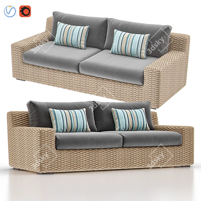 CAYMAN Outdoor Sofa: Stylish & Durable Garden Lounger 3D model image 1