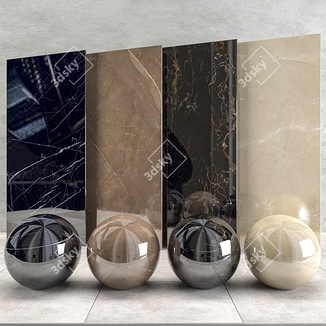Marble Set: 4 Textures, 3D Models 3D model image 1