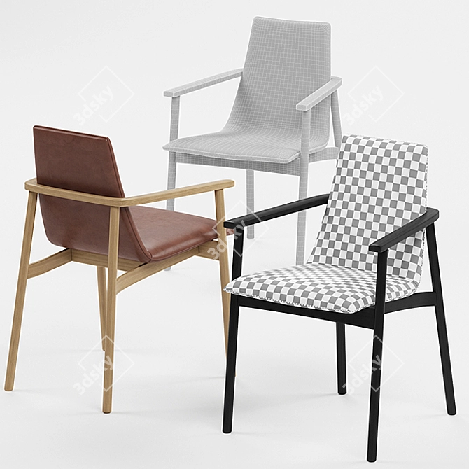 Jana Chairs: Elegant Comfort in Leather & Fabric 3D model image 2