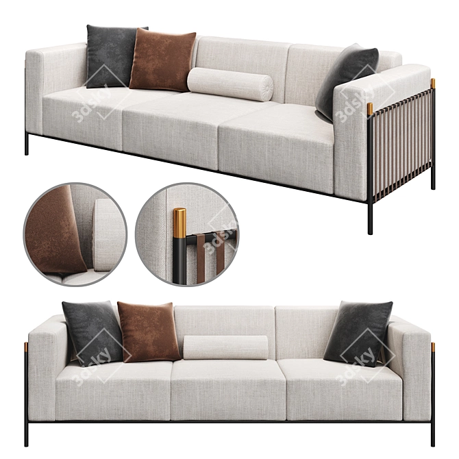 Modern Three-Seater Sofa 3D model image 1