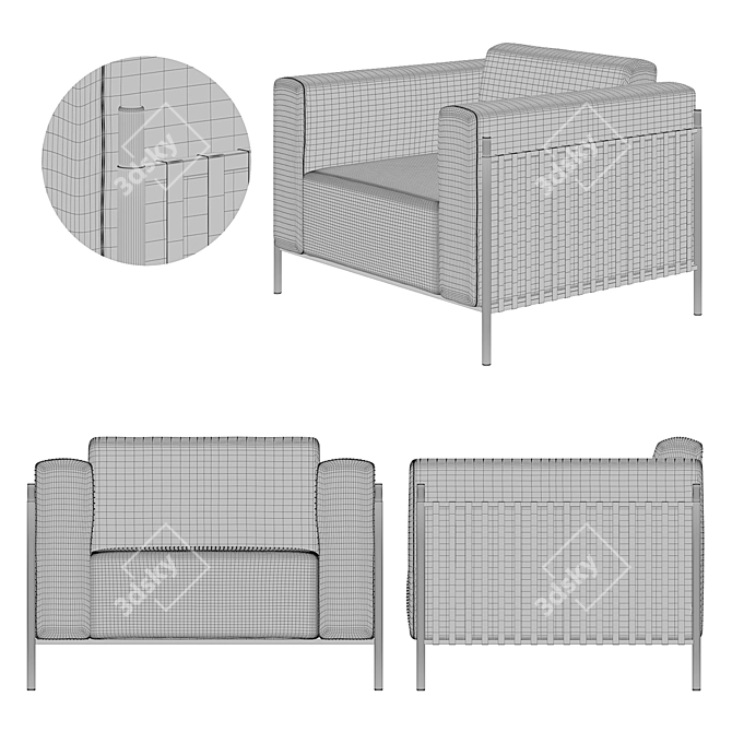 Modern Single Sofa Set 3D model image 2