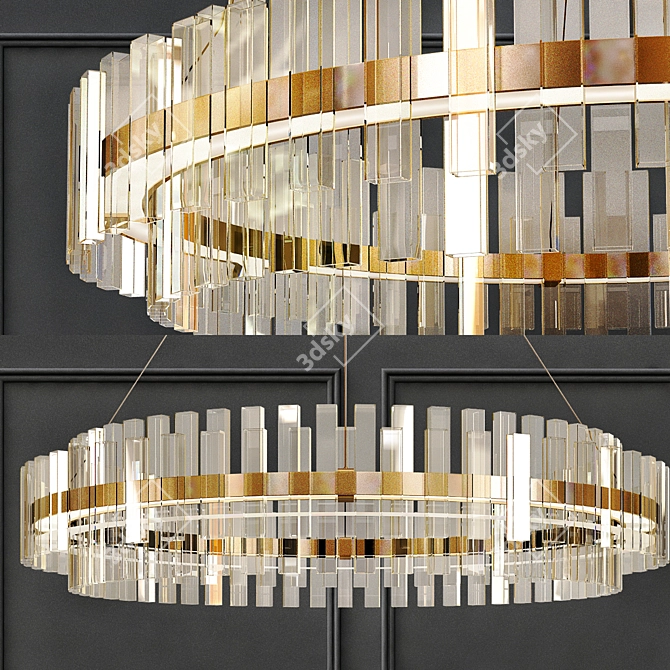 Elegant Round LED Crystal Chandelier 3D model image 1