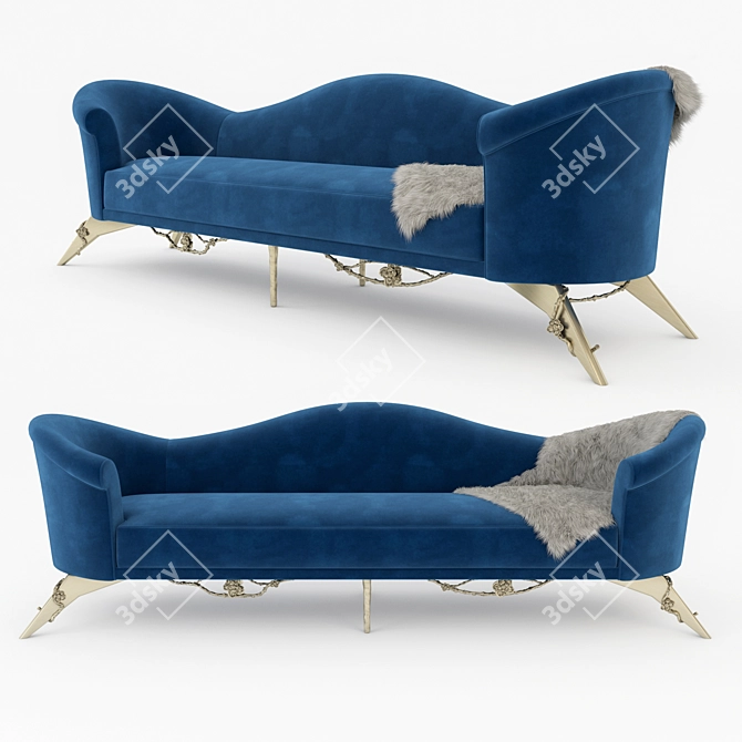 Luxury Colette Fur Sofa 3D model image 1