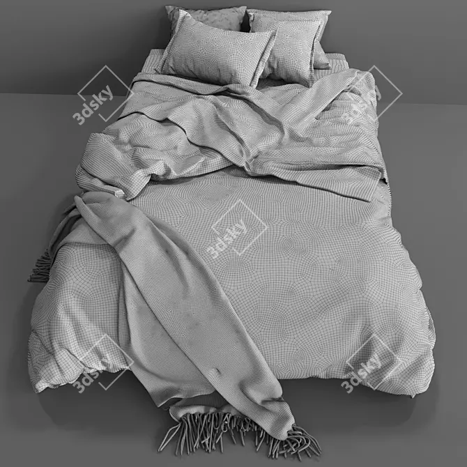  Stylish Gray Bed: Spacious Design 3D model image 3