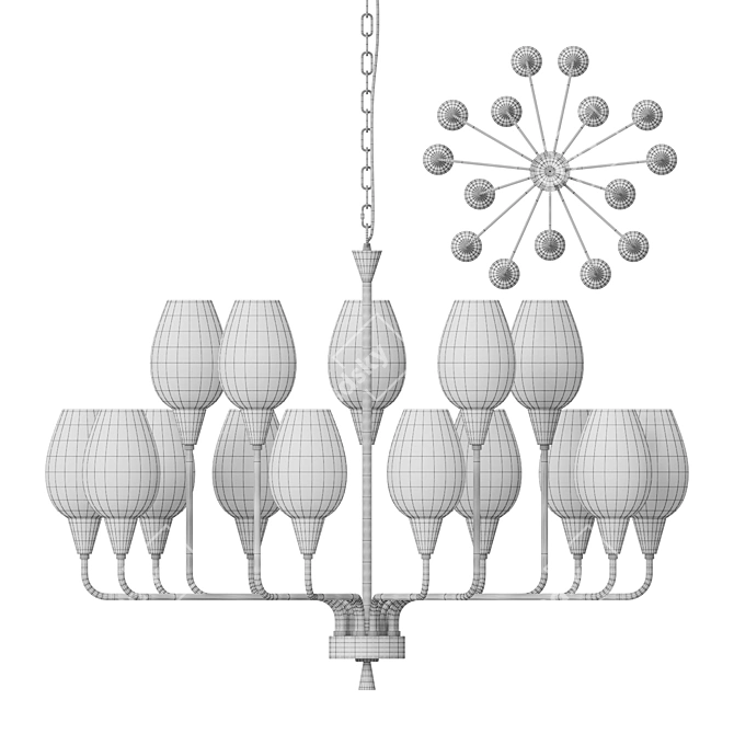 Modern Glass Chandelier: Lampatron Viola Milk 3D model image 3