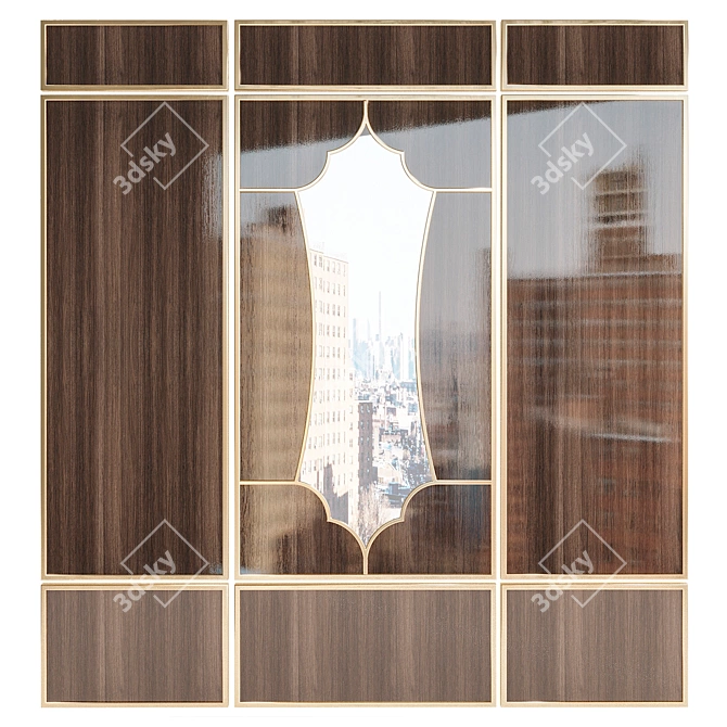 Italian Wooden Boiserie Panel: Contemporary Elegance with Bronzed Mirror 3D model image 1