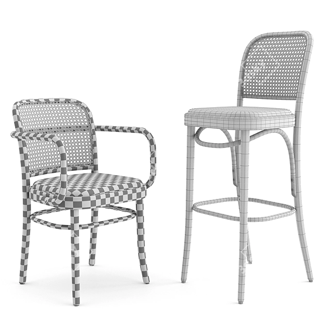 811 Hocker by Thonet Vienna 3D model image 3