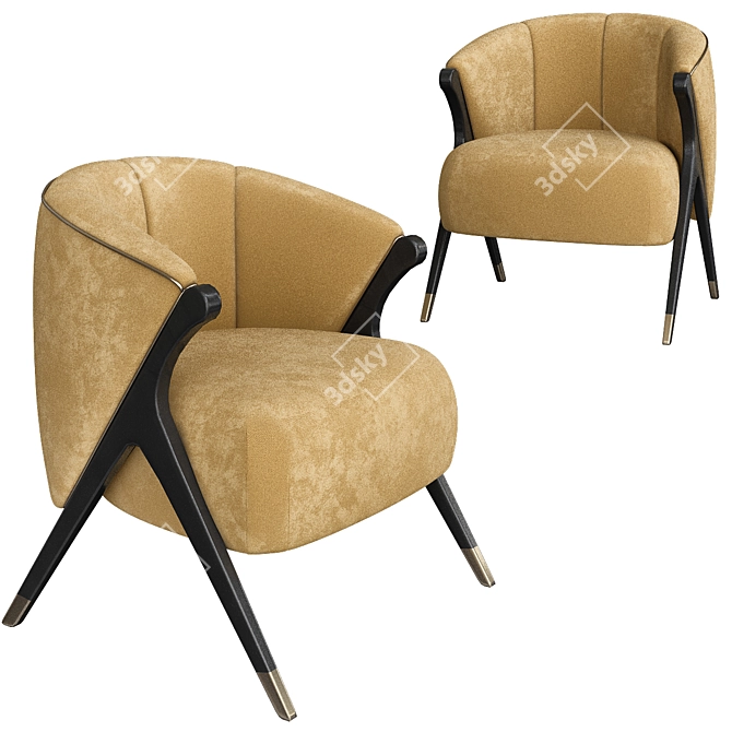 Elegant Velvet Accent Chair 3D model image 1