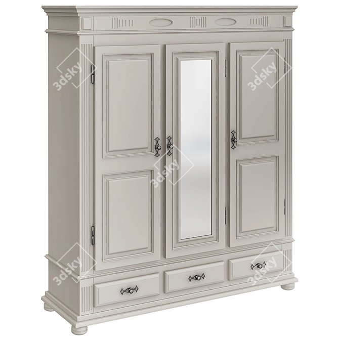 Rustic White Hallway Cabinet 3D model image 1