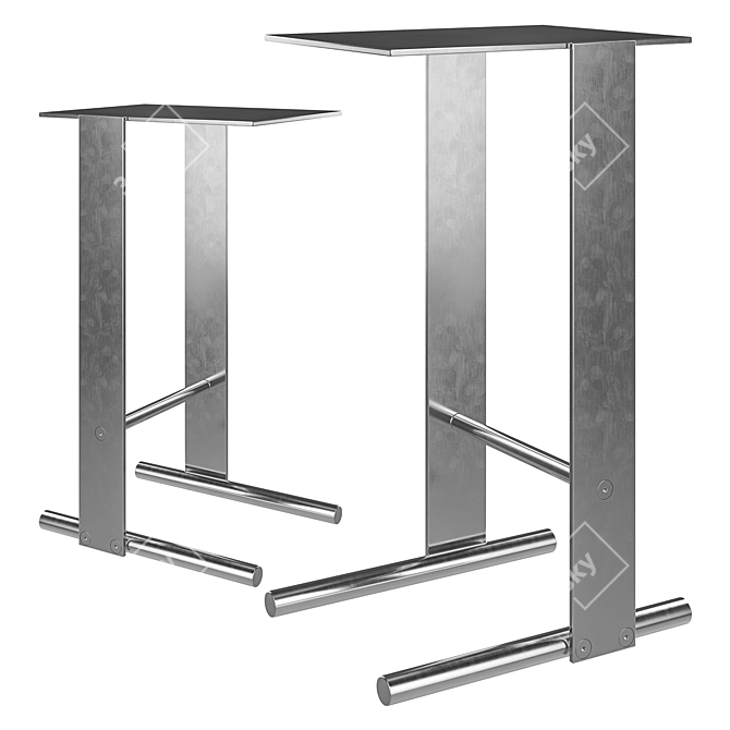 Minimalist Chrome Side Table 3D model image 1