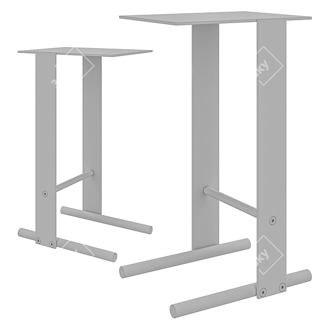 Minimalist Chrome Side Table 3D model image 2