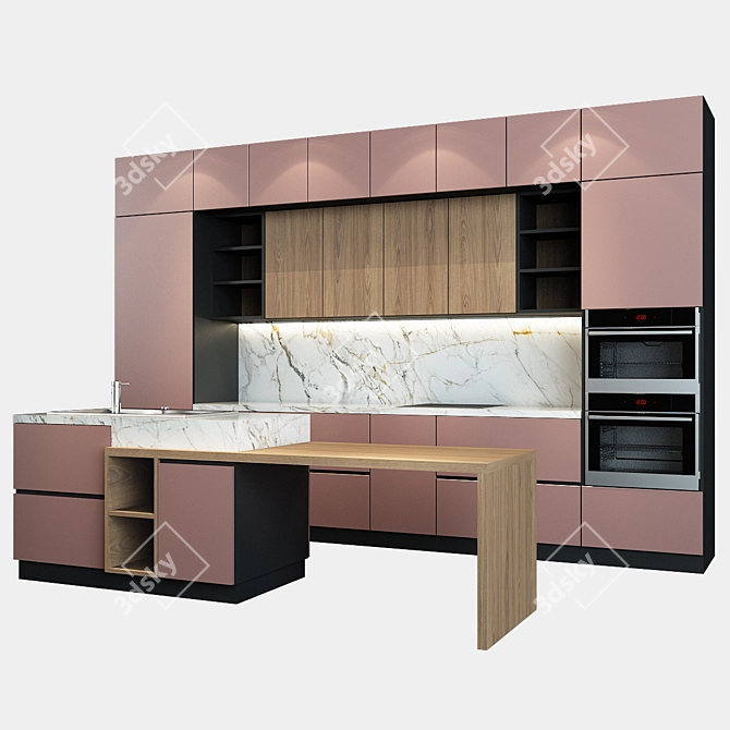 Sleek & Stylish Kitchen Set 3D model image 1