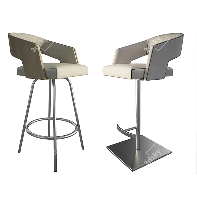 Elegant Beige Leather Stools 3D model image 1