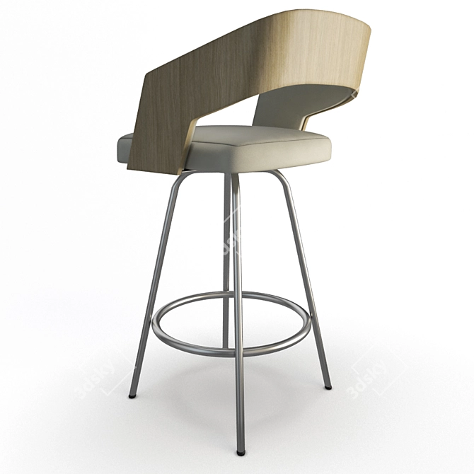 Elegant Beige Leather Stools 3D model image 2