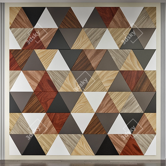 Modern Wood Wall Panel 3D model image 1