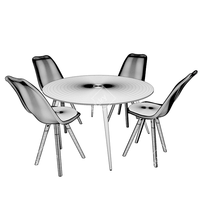 Modern BOVIO Dining Set with Black DAKOTA Chairs 3D model image 3