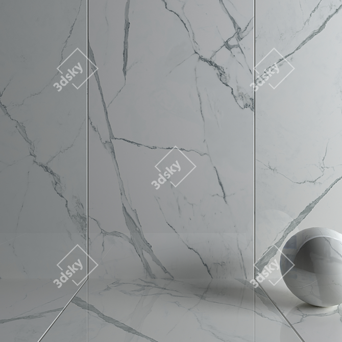 Elegant Calacatta White Wall Tiles 3D model image 3