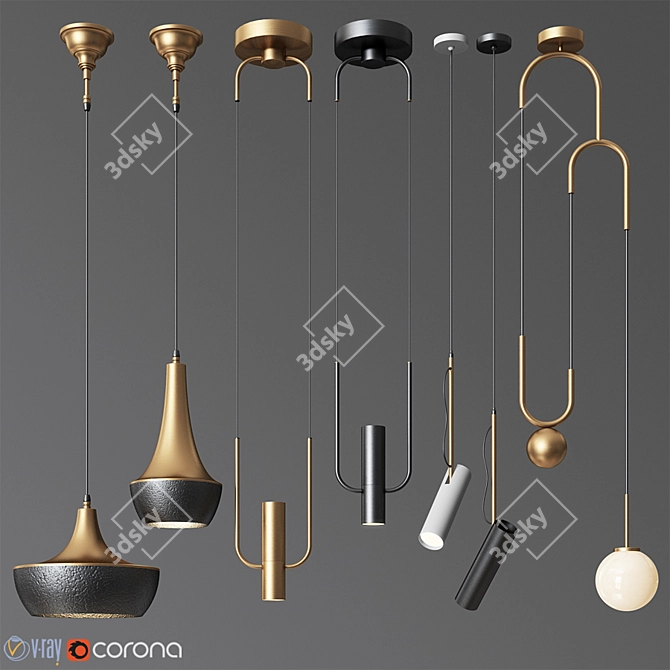 Versatile Pendant Lights - 4 Stunning Designs 3D model image 1