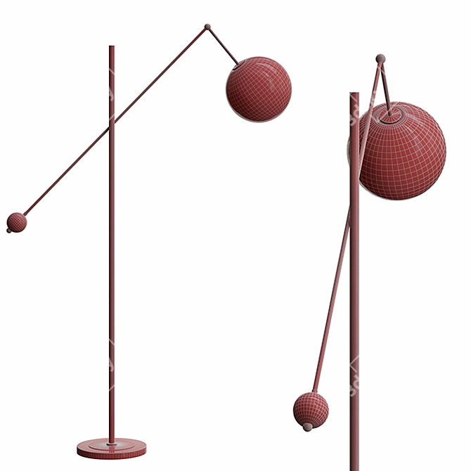 Bolle Floor Lamp: Modern Metal and Glass Torchiere 3D model image 2