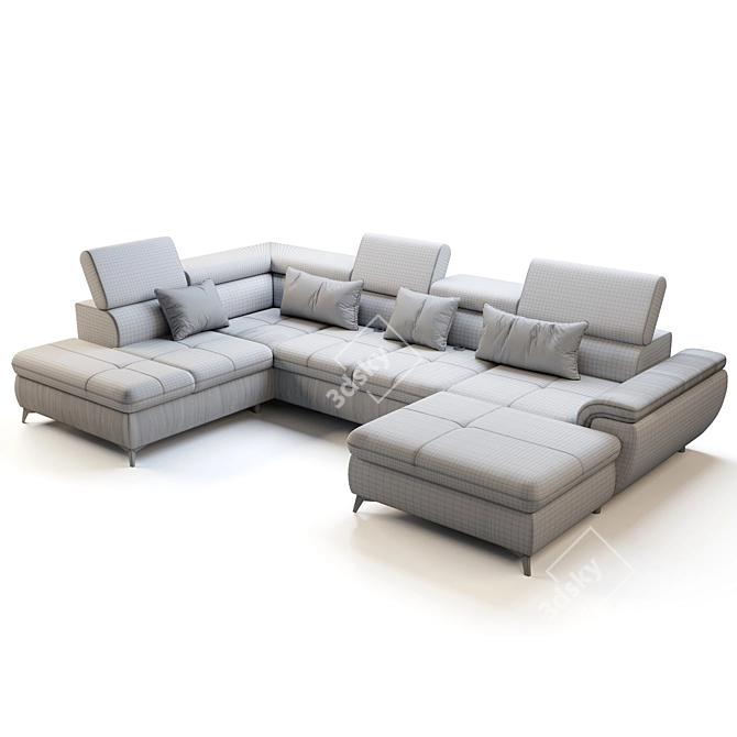 Luxury Wersal Monk XL Sofa 3D model image 2