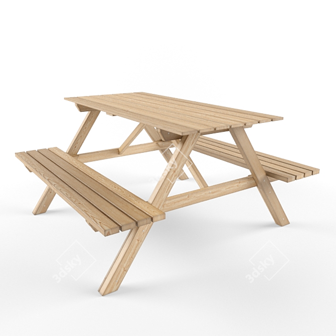 Versatile Outdoor Picnic Table 3D model image 1