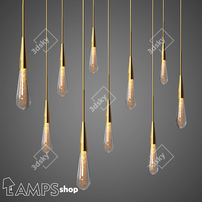 Delight LED Water Drop Pendant 3D model image 1