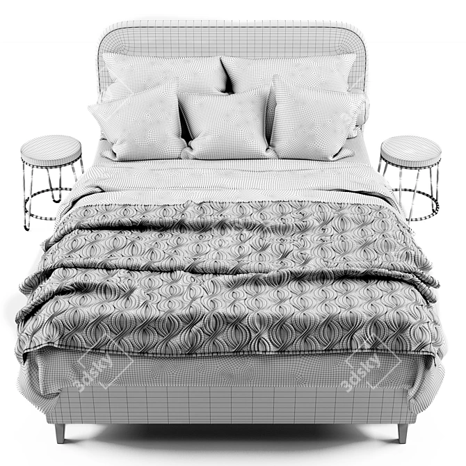 Adelina Pufetto: Stylish Bed with Knitted Throw 3D model image 3